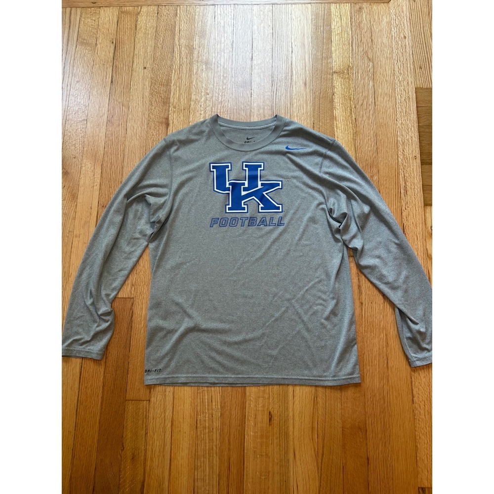 Nike Kentucky Wildcats UK Football Dri-FIT Long Sleeve Shirt Mens Medium Gray